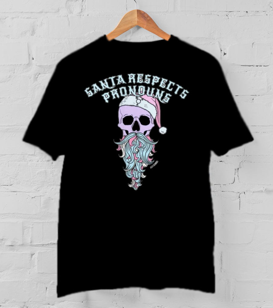 Santa Respects Pronouns Pastel Skull By Abprallenuk T-Shirt