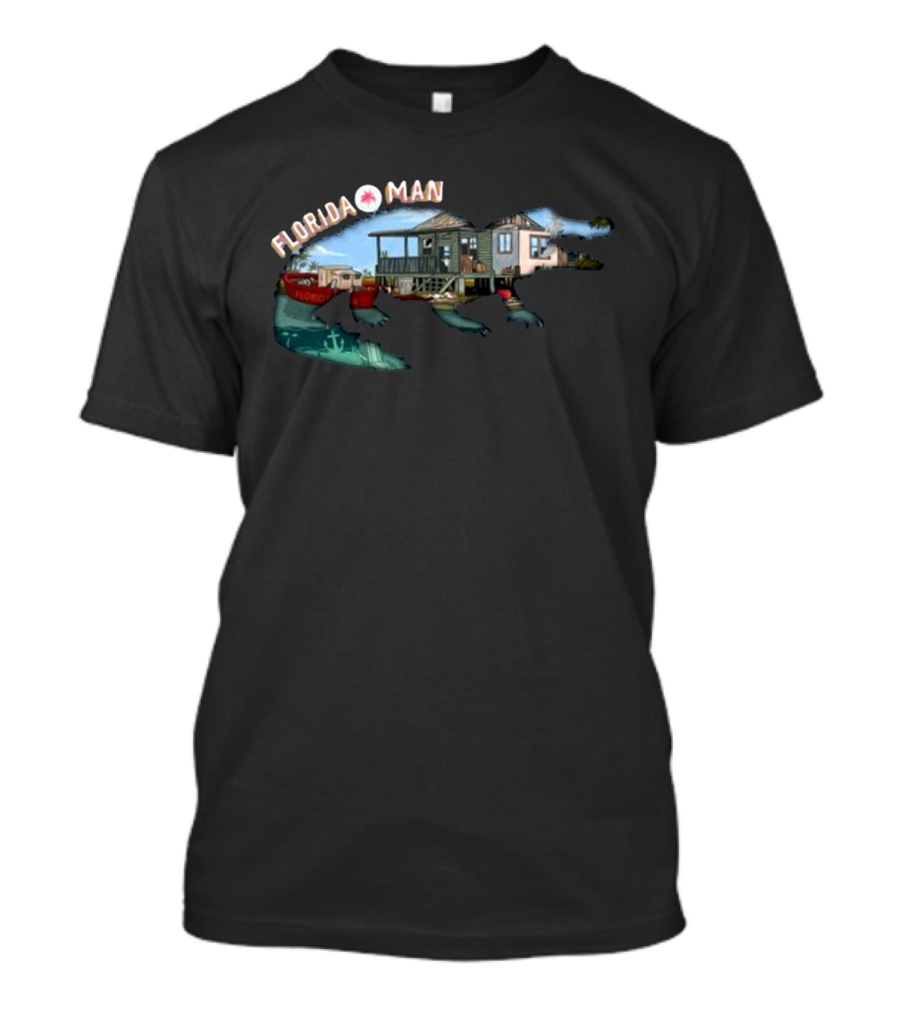 Florida Man Houseboat Adventure With Alligator And Boat T-Shirt