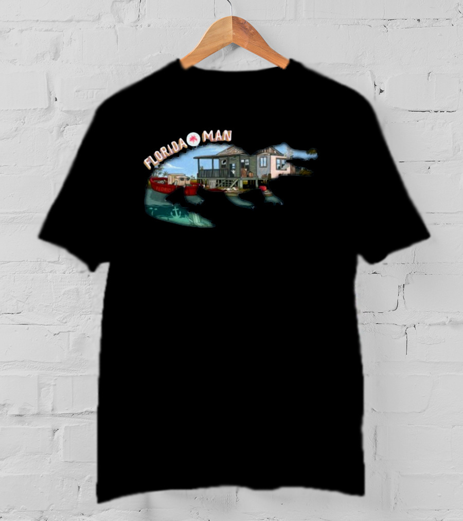 Florida Man Houseboat Adventure With Alligator And Boat T-Shirt