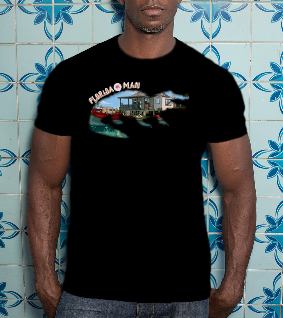 Florida Man Houseboat Adventure With Alligator And Boat T-Shirt