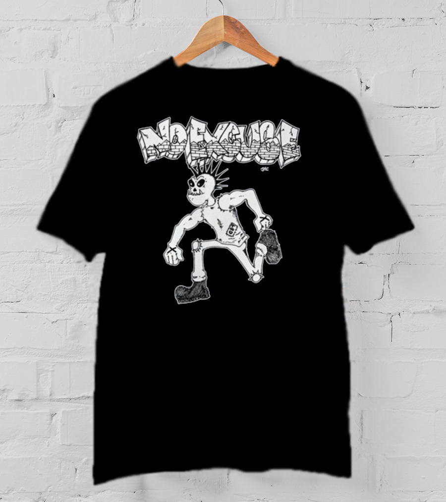 No Excuse Punk Skeleton In Graffiti T-Shirt