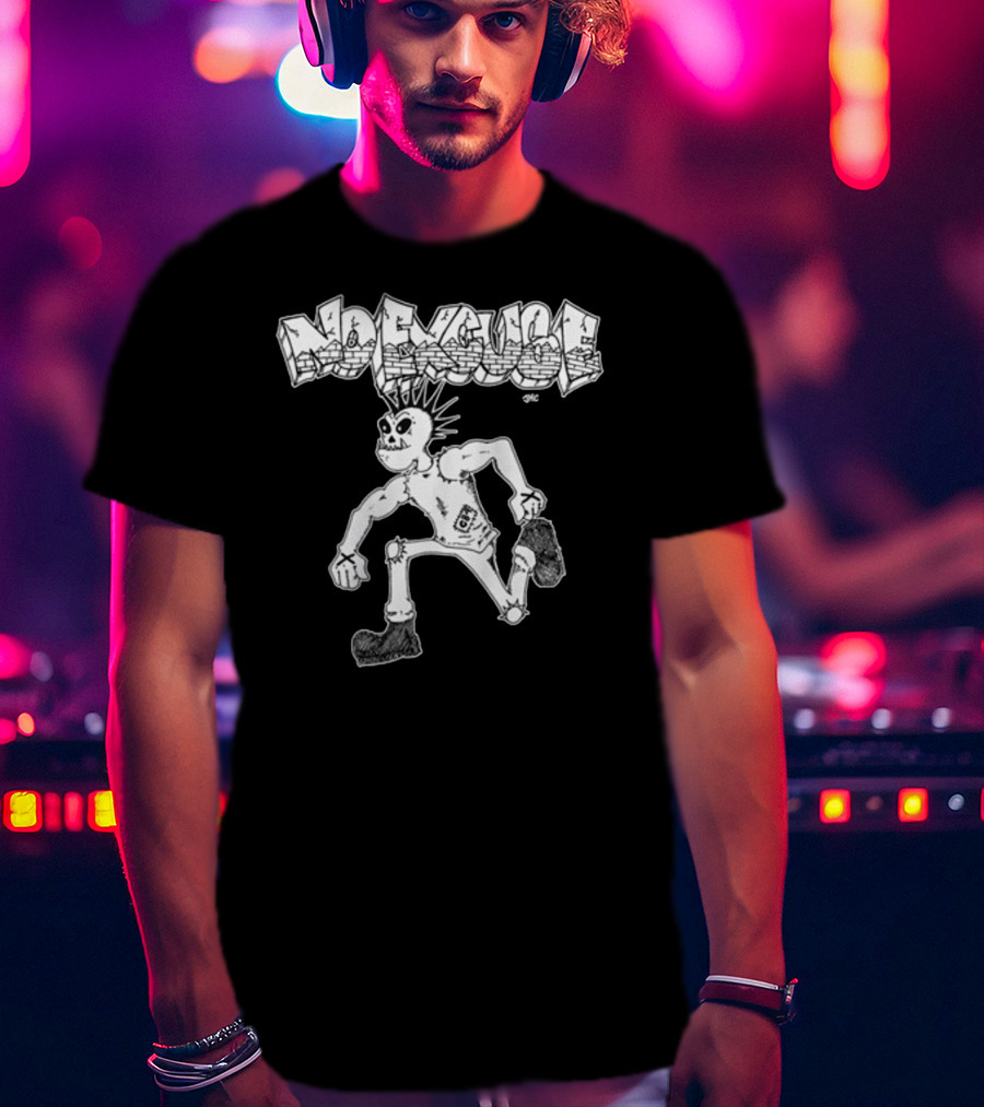 No Excuse Punk Skeleton In Graffiti T-Shirt