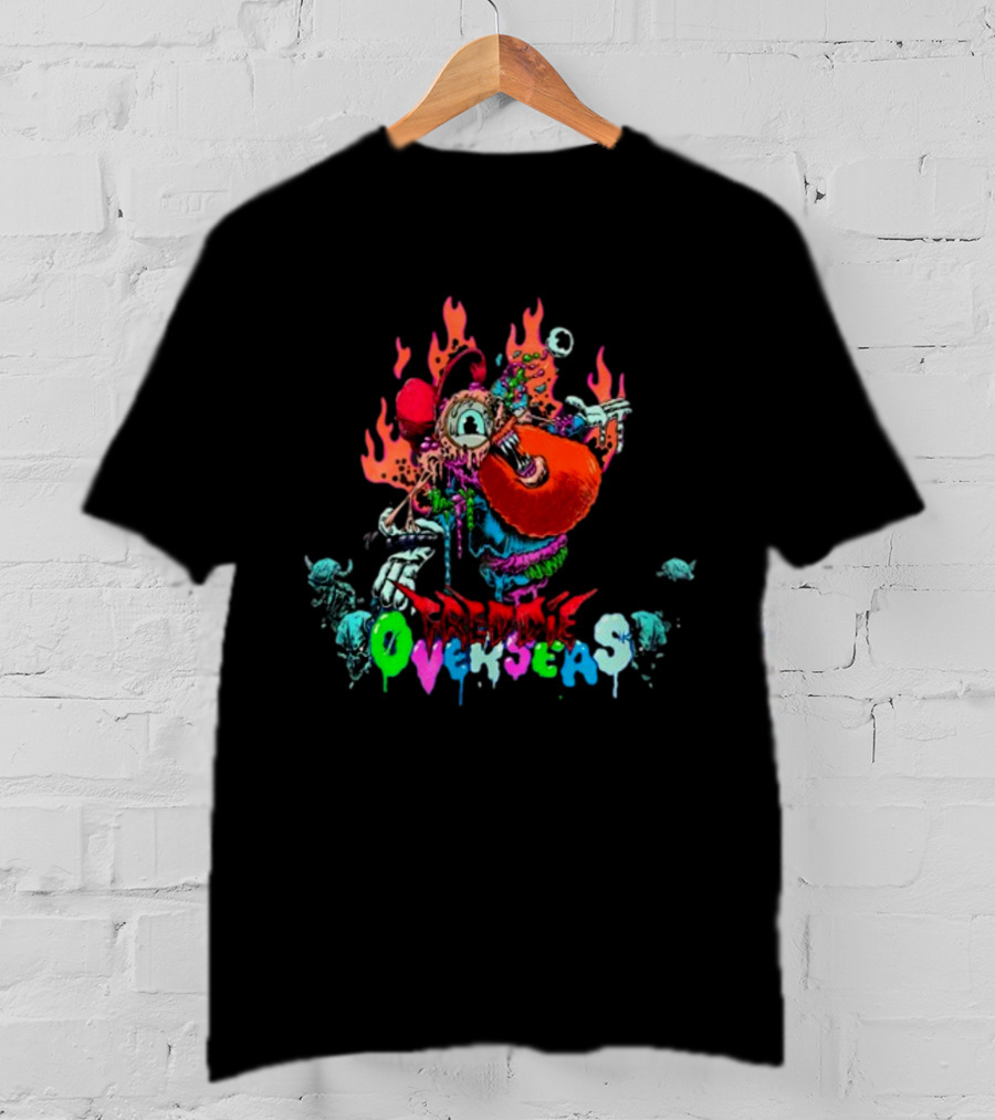 Freddie Overseas Onlepine Psychedelic Cartoon Creature With Flames T-Shirt