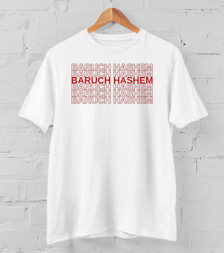 Max Mannis Baruch Hashem Repeated Text Red T-Shirt