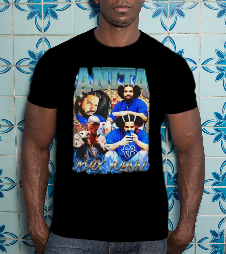 Anita Max Wynn Goofy Garms Blue Photography Collage T-Shirt