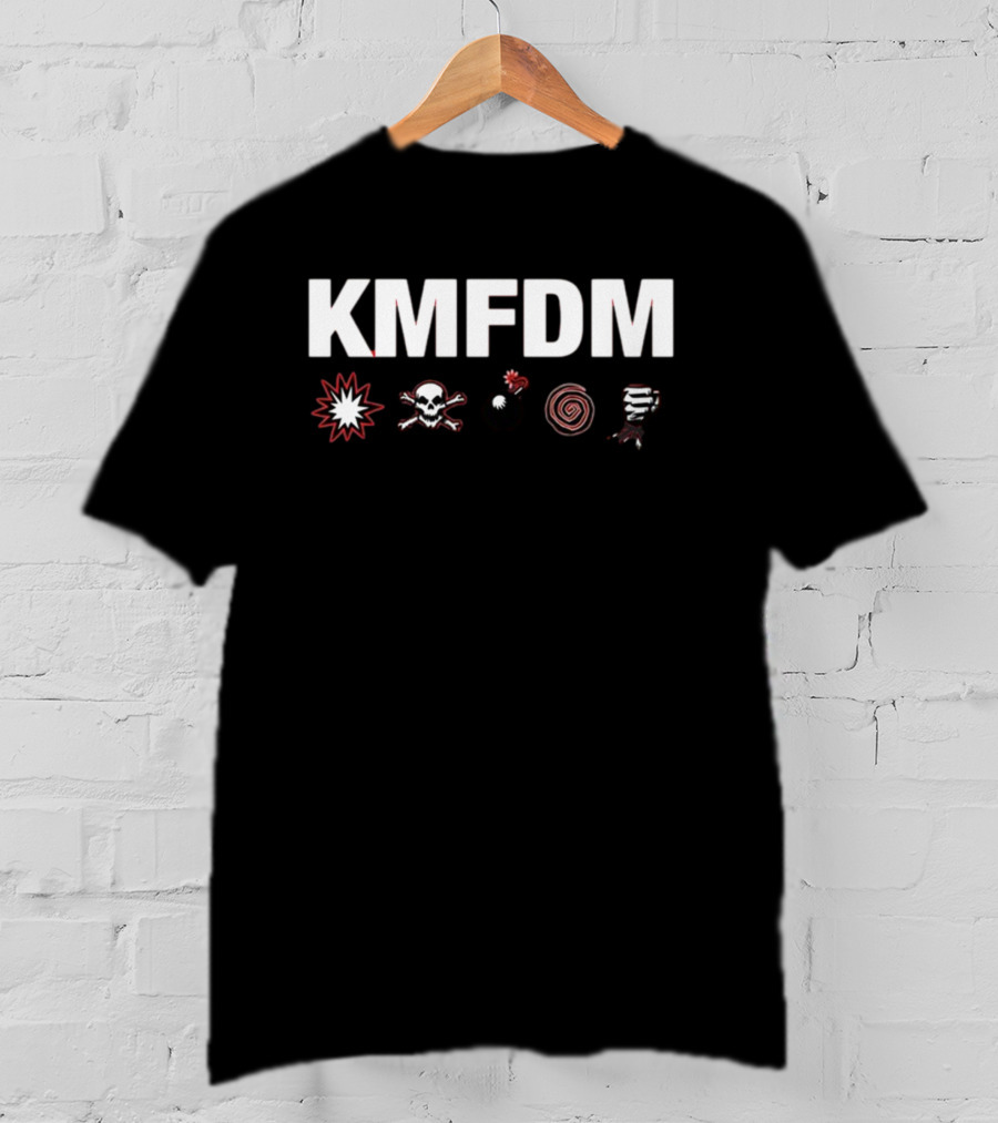 KMFDM Symbols Skull Bomb Spiral Tornado Icons T-Shirt
