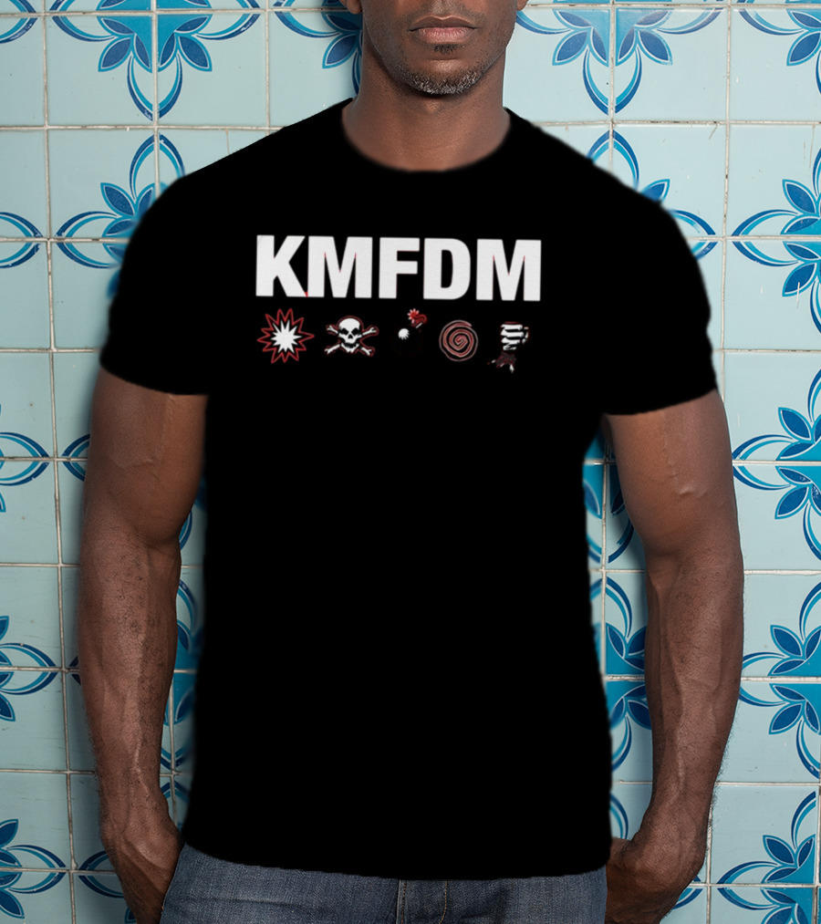 KMFDM Symbols Skull Bomb Spiral Tornado Icons T-Shirt