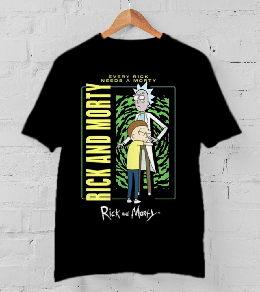 Every Rick Needs A Morty Rick And Morty Portal Green Background Duo T-Shirt