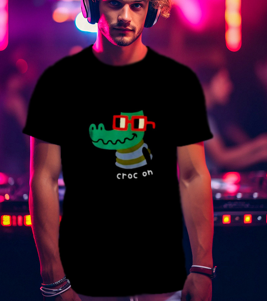 Jarmen43 Croc On Alligator With Red Glasses And Black Hat T-Shirt