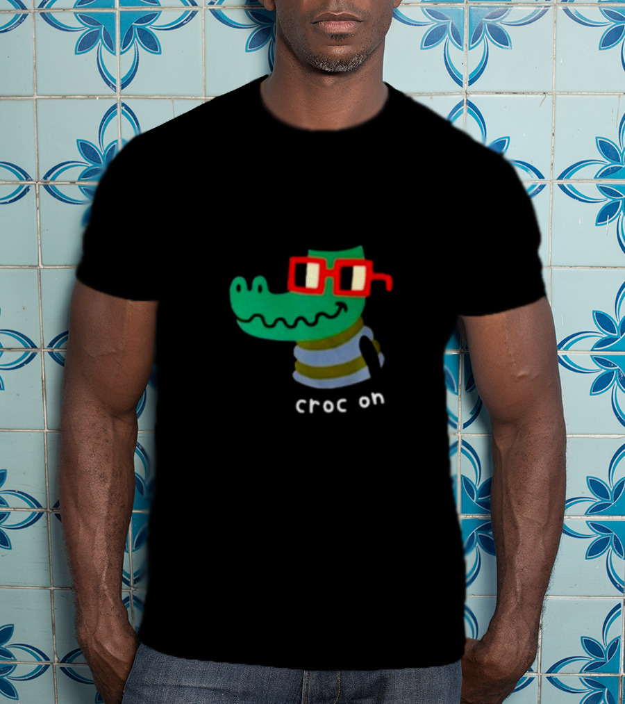 Jarmen43 Croc On Alligator With Red Glasses And Black Hat T-Shirt