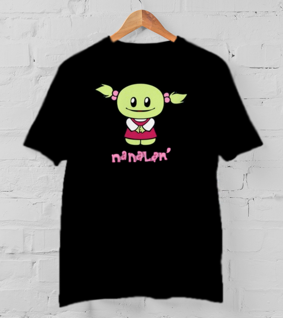 Retrokid YTV Nanalan Mona Cute Green Character With Pigtails And Pink T-Shirt