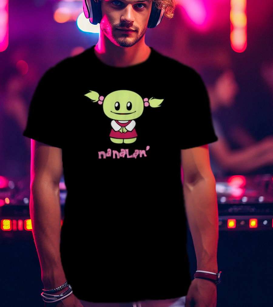 Retrokid YTV Nanalan Mona Cute Green Character With Pigtails And Pink T-Shirt