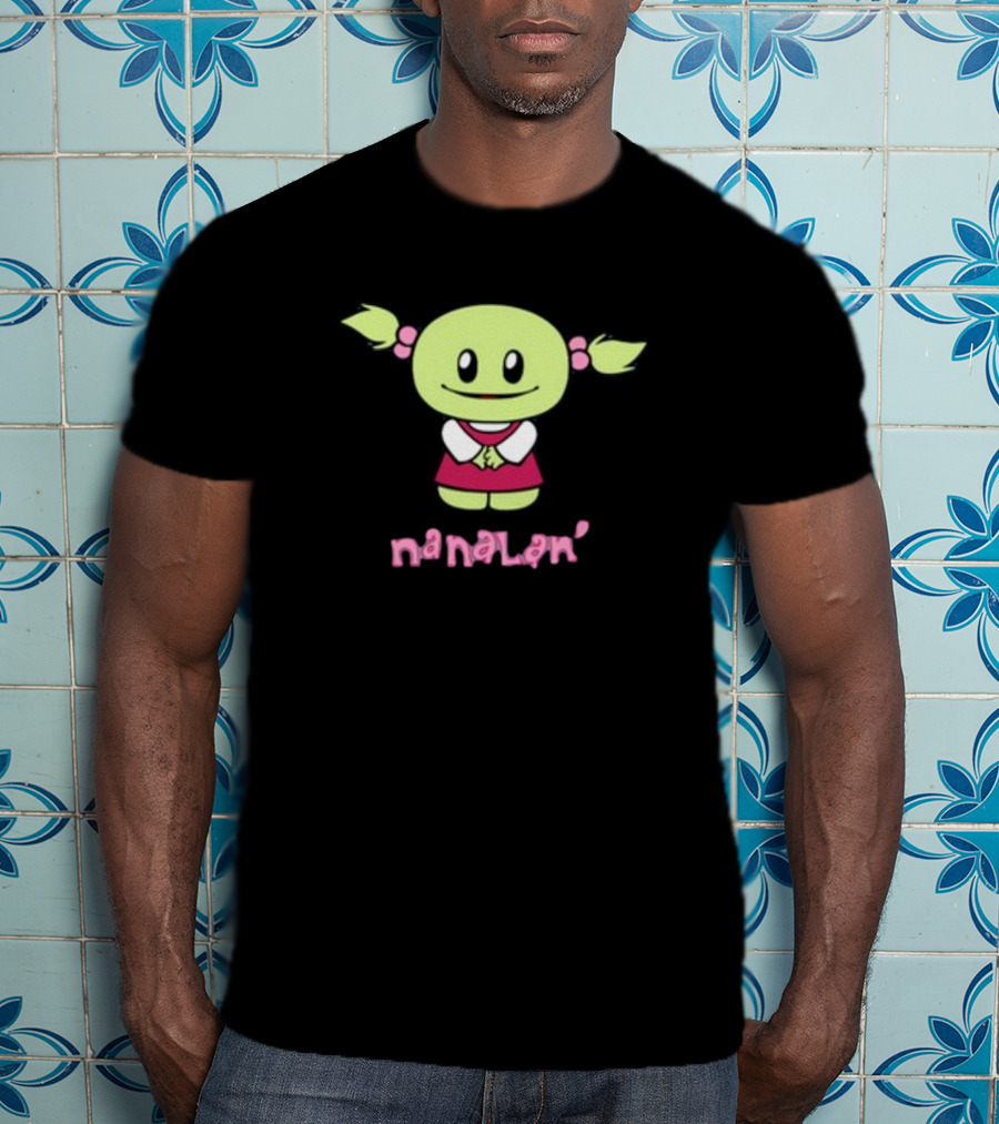 Retrokid YTV Nanalan Mona Cute Green Character With Pigtails And Pink T-Shirt