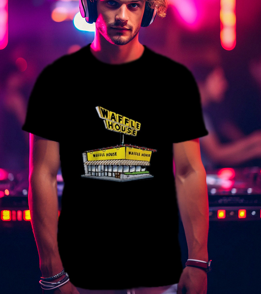 Waffle House Blue Christmas Storefront Signage T-Shirt