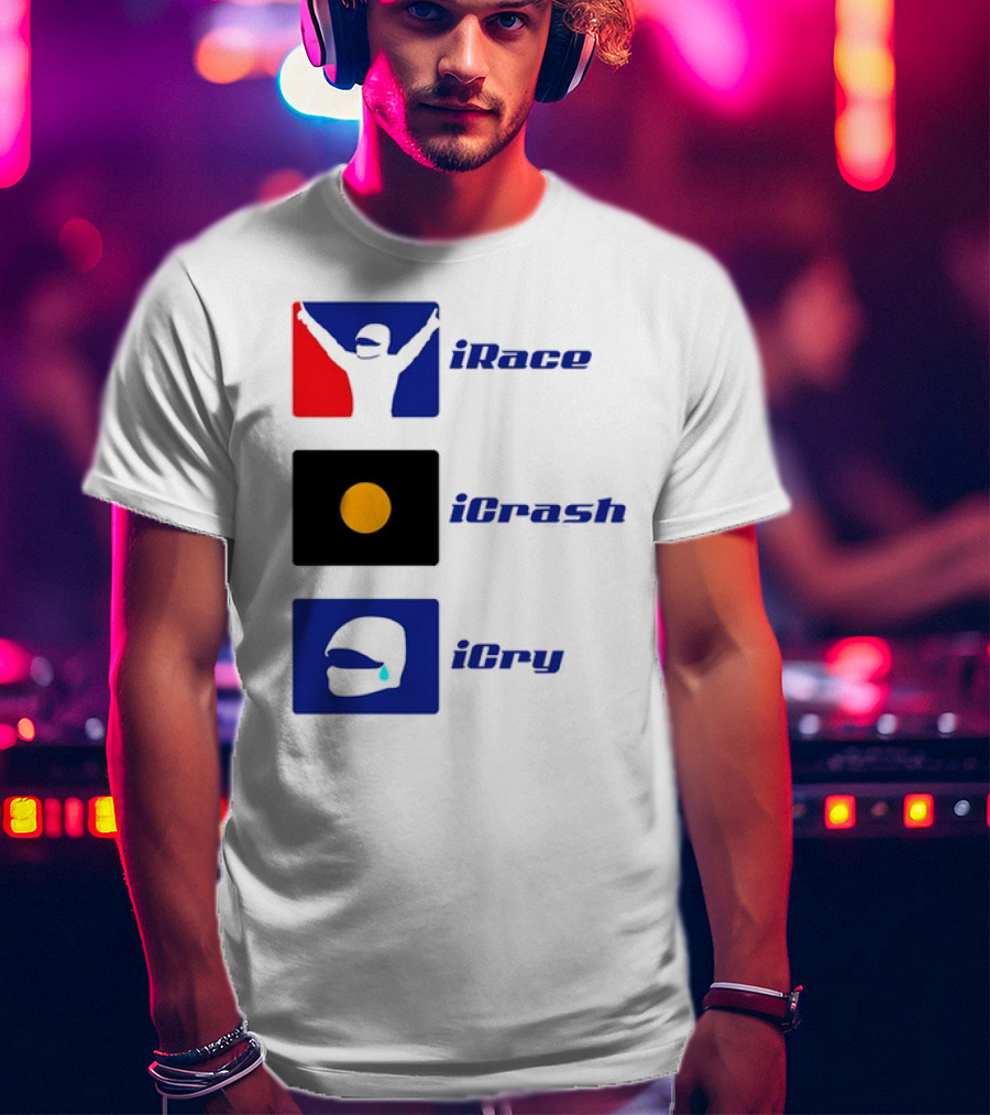Basic Ollie IRace ICrash ICry Racing Icons And Emojis T-Shirt