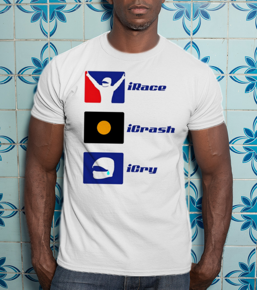 Basic Ollie IRace ICrash ICry Racing Icons And Emojis T-Shirt