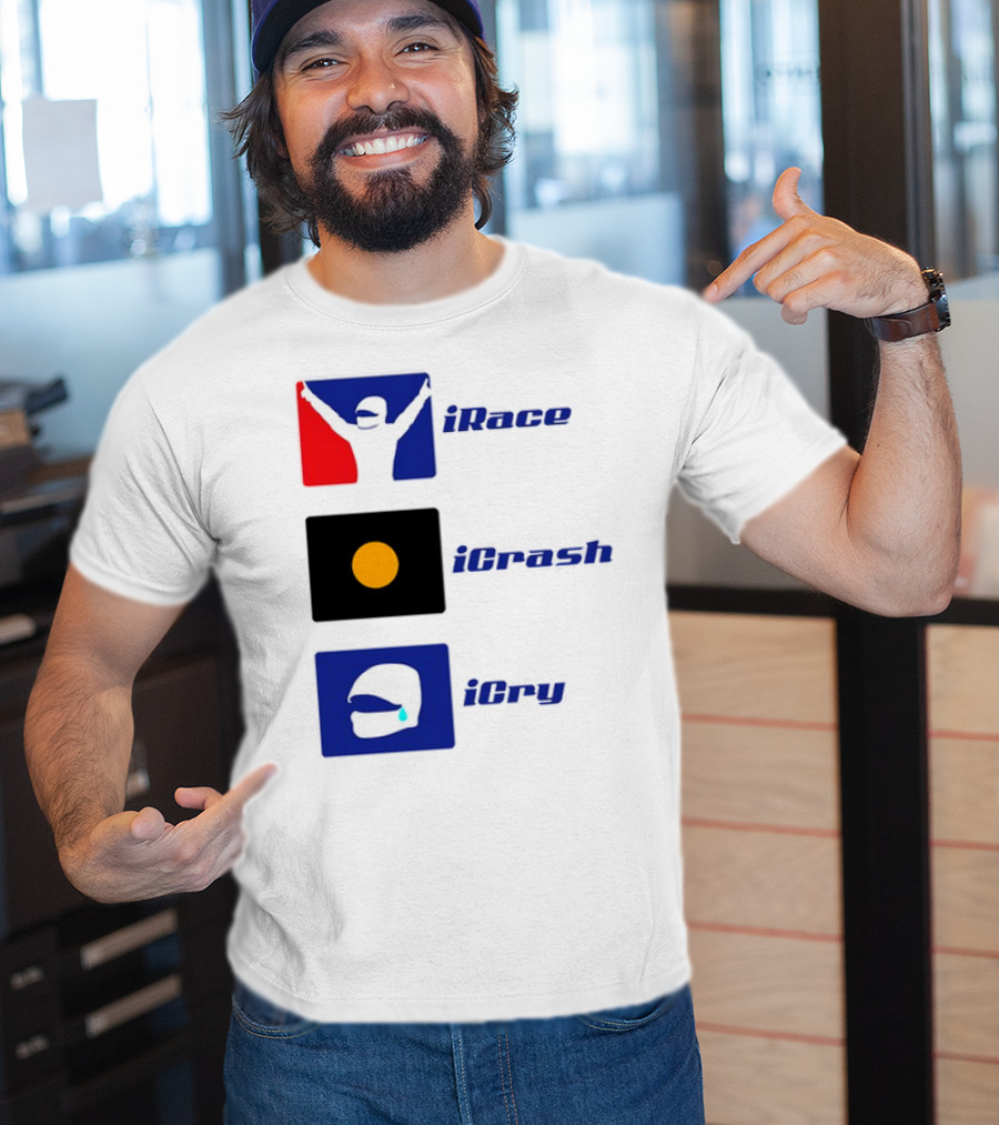 Basic Ollie IRace ICrash ICry Racing Icons And Emojis T-Shirt