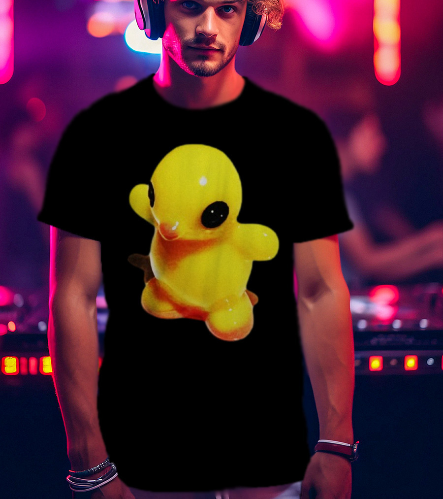 Fleshwater Plastic Duck Yellow Figurine With Black Eyes T-Shirt