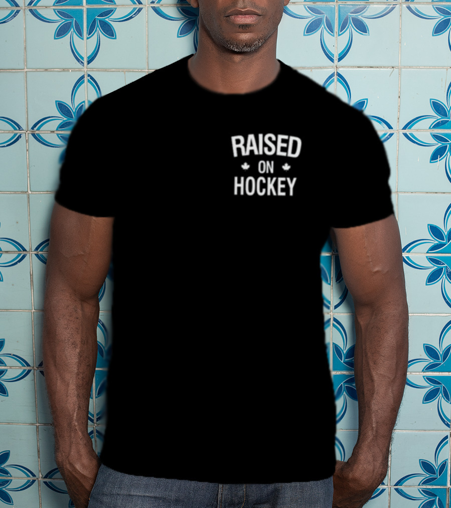 Raised On Hockey With Maple Leaf Icons T-Shirt