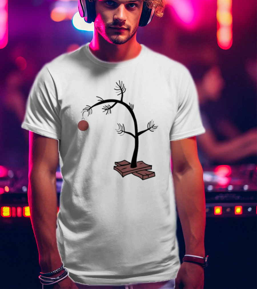 Sad Little Christmas Tree With Single Red T-Shirt