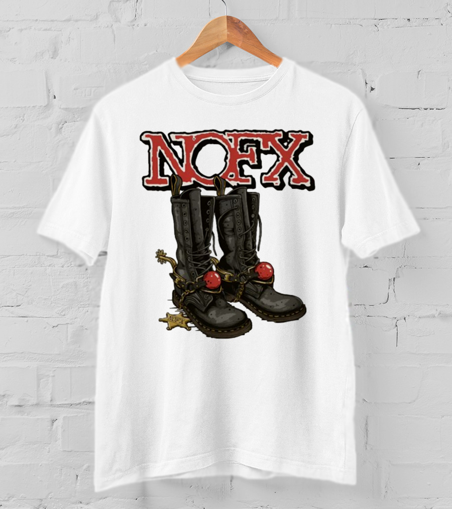 NOFX Punk Boots With Chains And Red Orbs T-Shirt