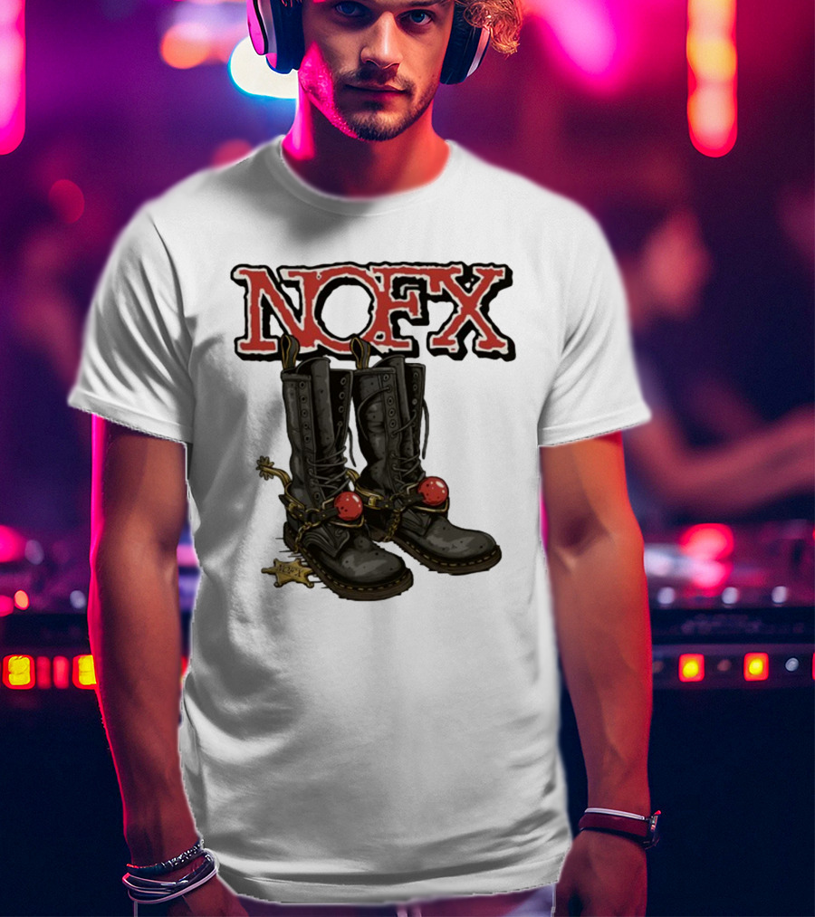 NOFX Punk Boots With Chains And Red Orbs T-Shirt
