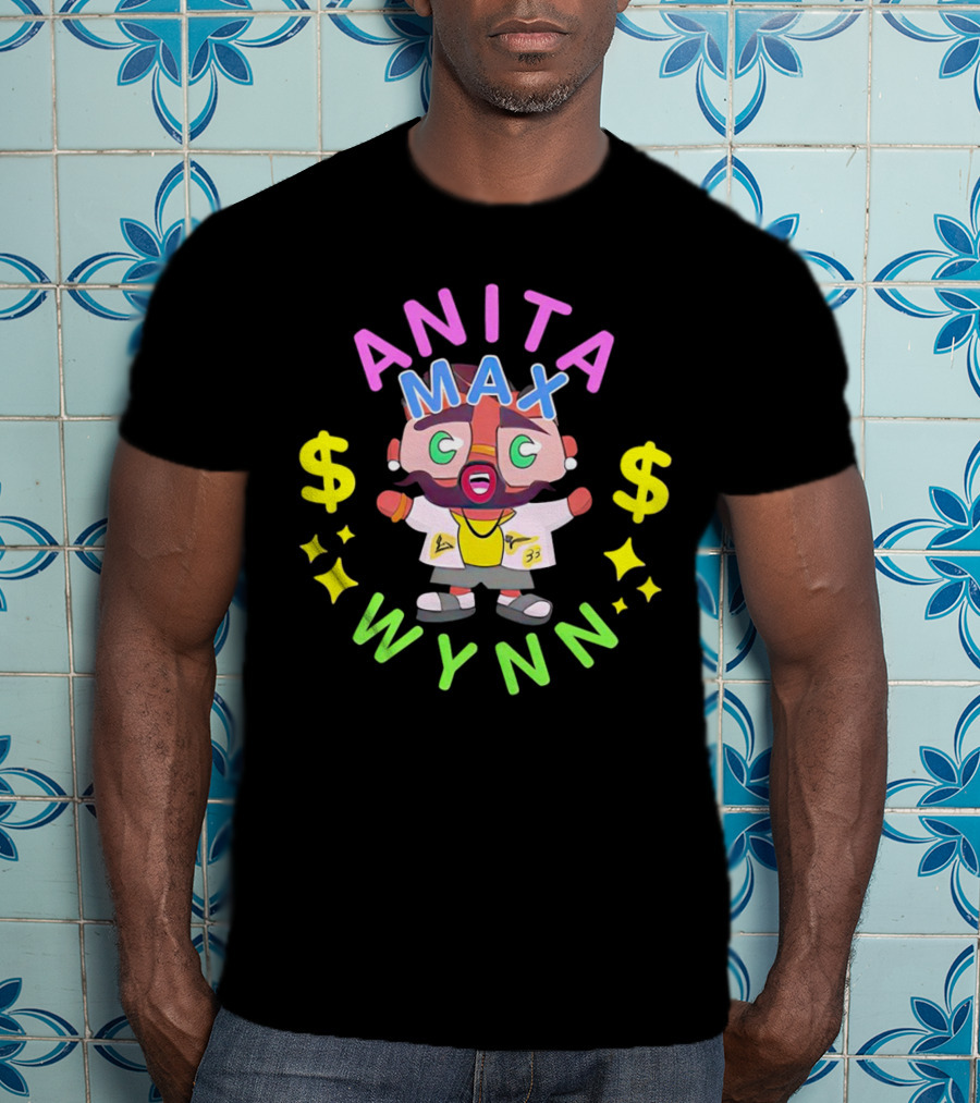 ANITA MAX WYNN Cartoon Character With Dollar Signs And Stars T-Shirt