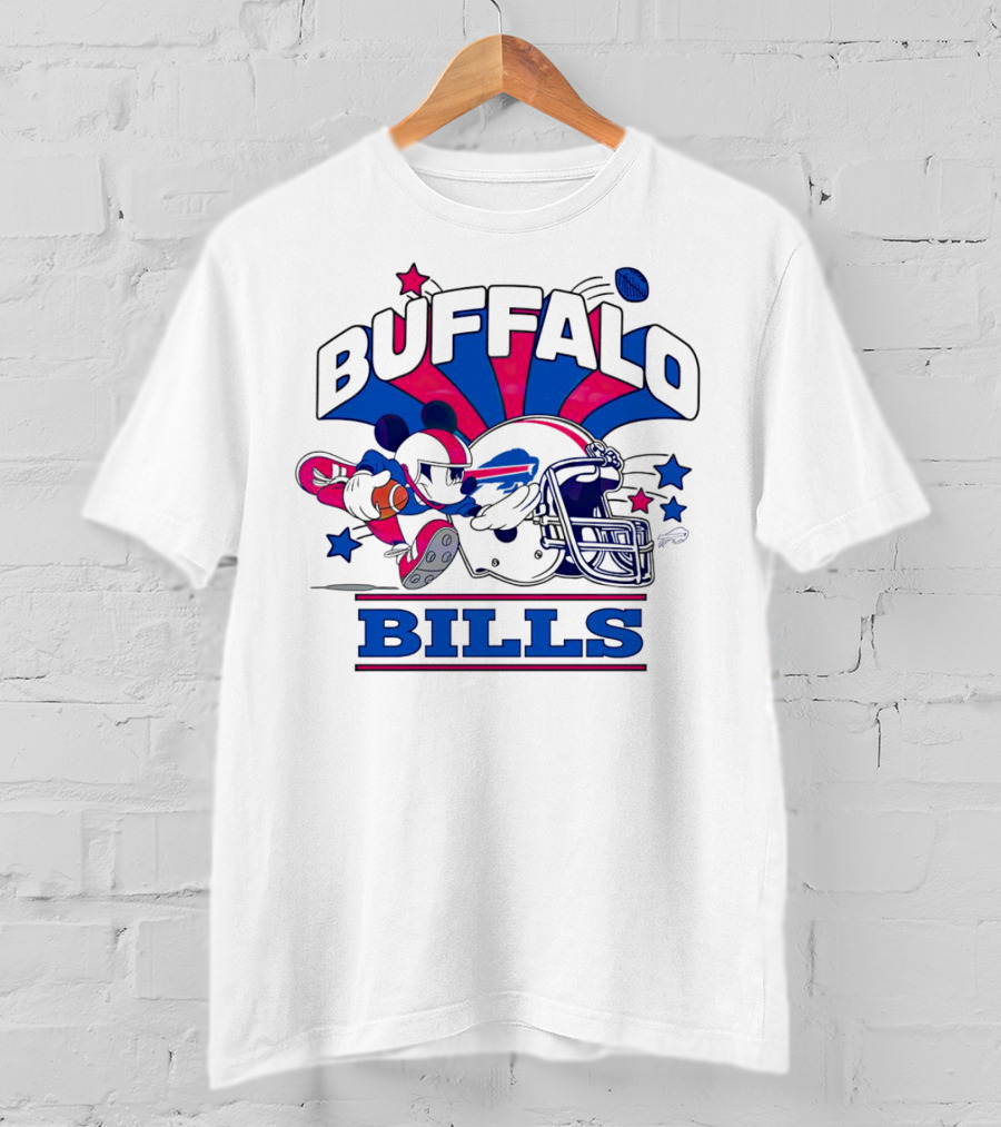 Buffalo Bills Football Mickey Mouse Tackle Starburst T-Shirt