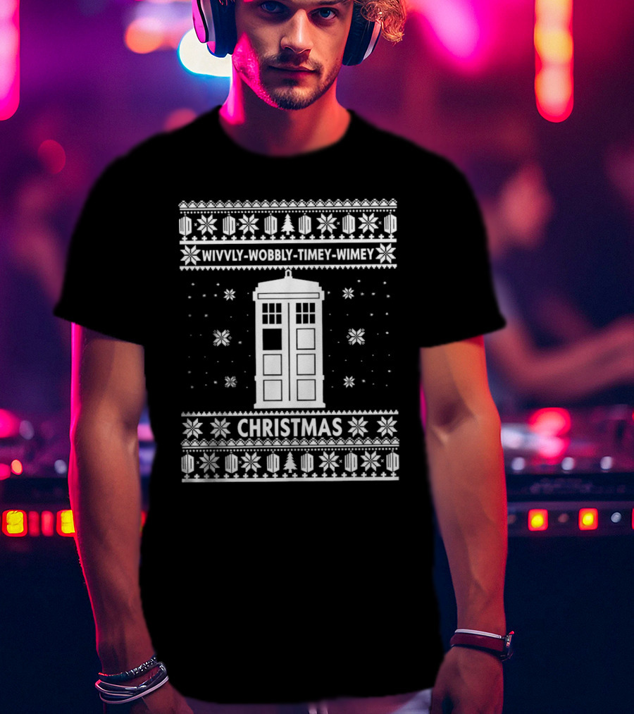Wibbly Wobbly Timey Wimey TARDIS Christmas T-Shirt