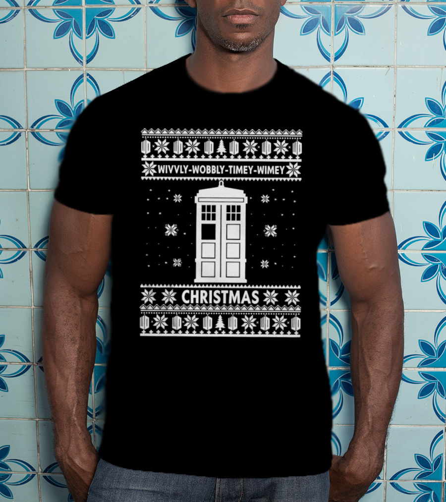 Wibbly Wobbly Timey Wimey TARDIS Christmas T-Shirt