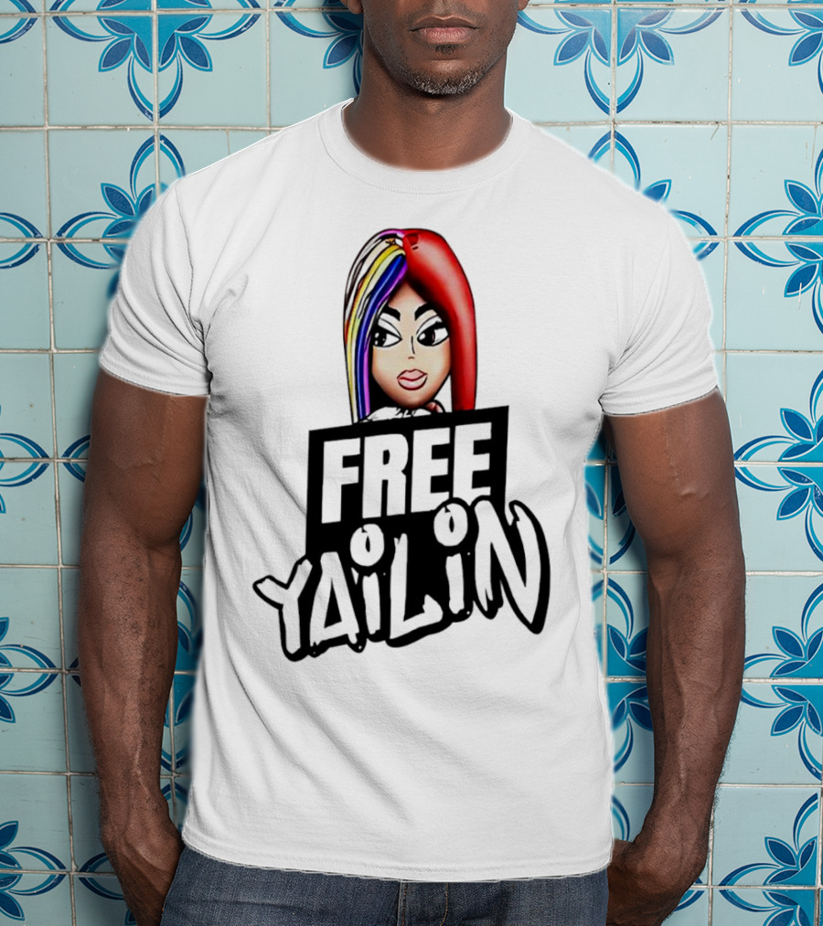 Free Yailin Colorful Hair Cartoon T-Shirt