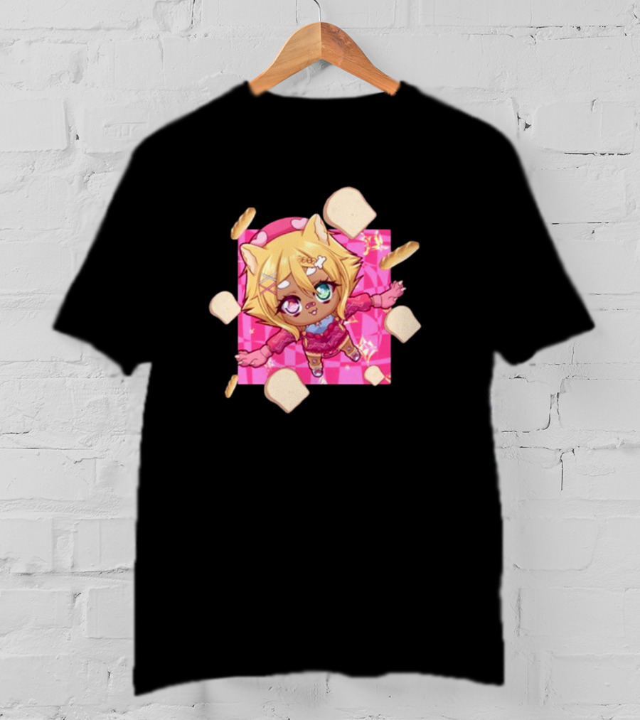 Breadguette Miyu Cute Cat-Eared Character Surrounded By Bread And Baguettes T-Shirt
