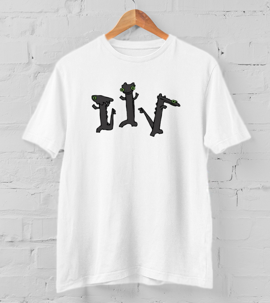 Sharkrobot Dancing Meme Dragons With Green Eyed Expressions T-Shirt