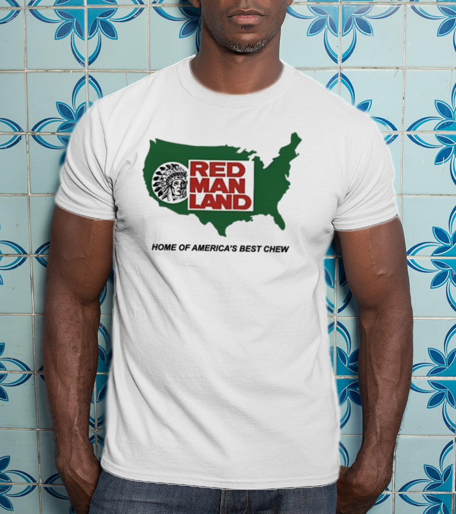 Cornbreadcountryclub Red Man Land Home Of America's Best Chew Map T-Shirt