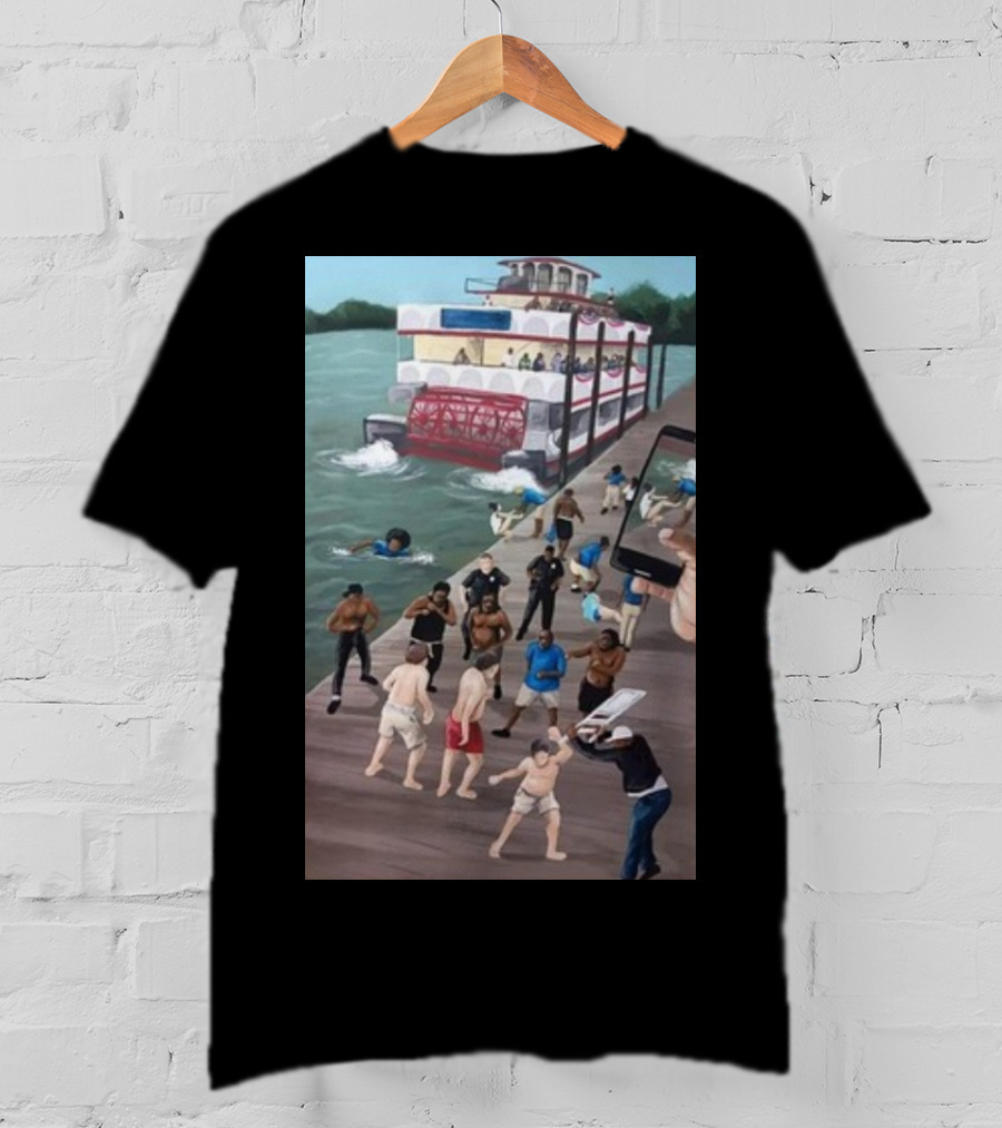 Kenny Akers Alabama River Brawl Boat Dock Scene T-Shirt