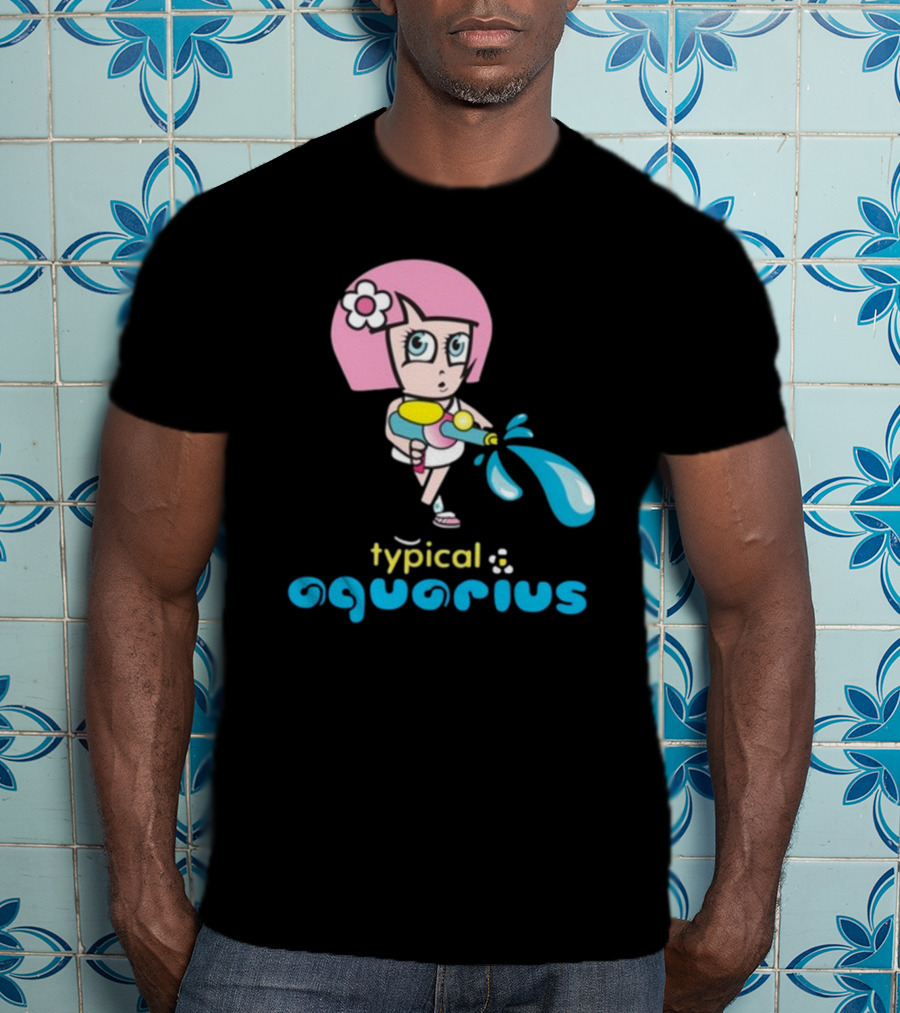 Typical Aquarius Cute Cartoon Girl With Water Splash T-Shirt