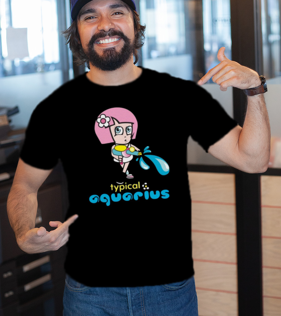 Typical Aquarius Cute Cartoon Girl With Water Splash T-Shirt