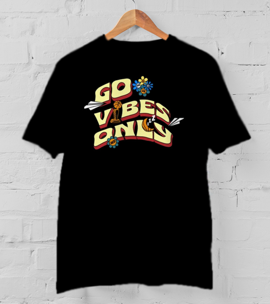 Warriorstalk Go Vibes Only Basketball Trophy Flowers Moon Clouds T-Shirt