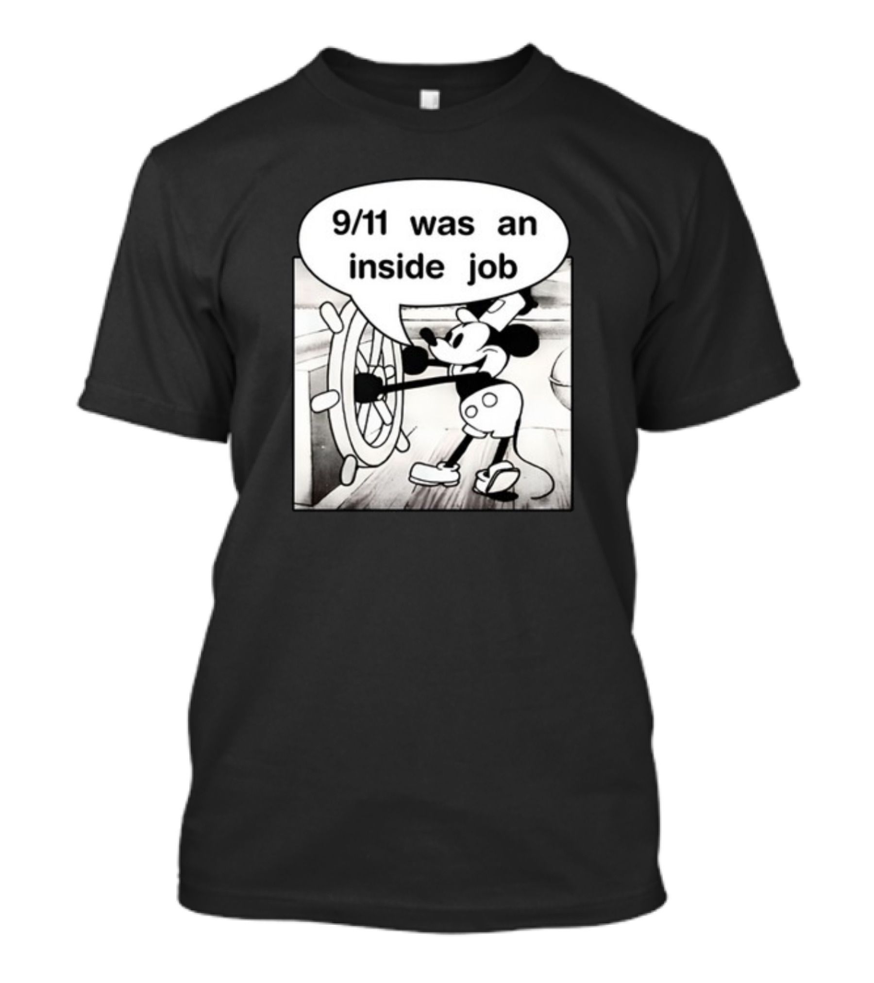 9/11 Was An Inside Job Mickey Mouse Steering Wheel T-Shirt