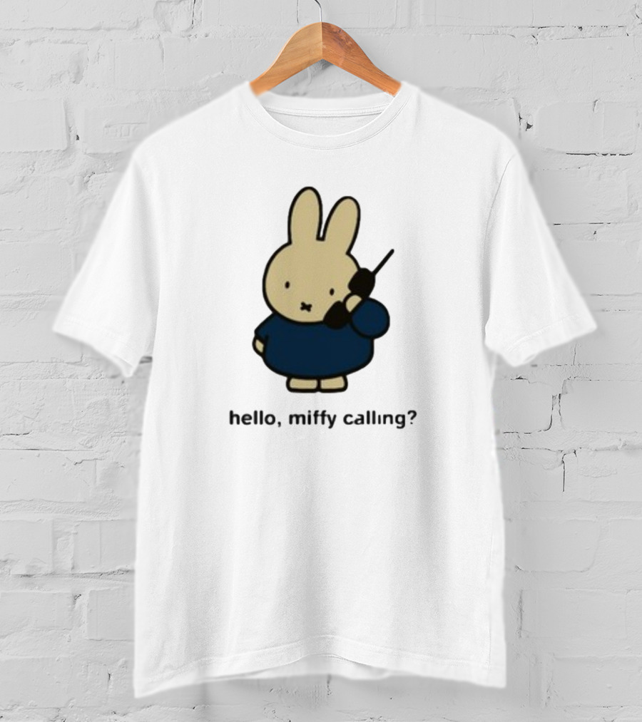 Misty Horizons Miffy Calling Cute Character Phone Conversation T-Shirt