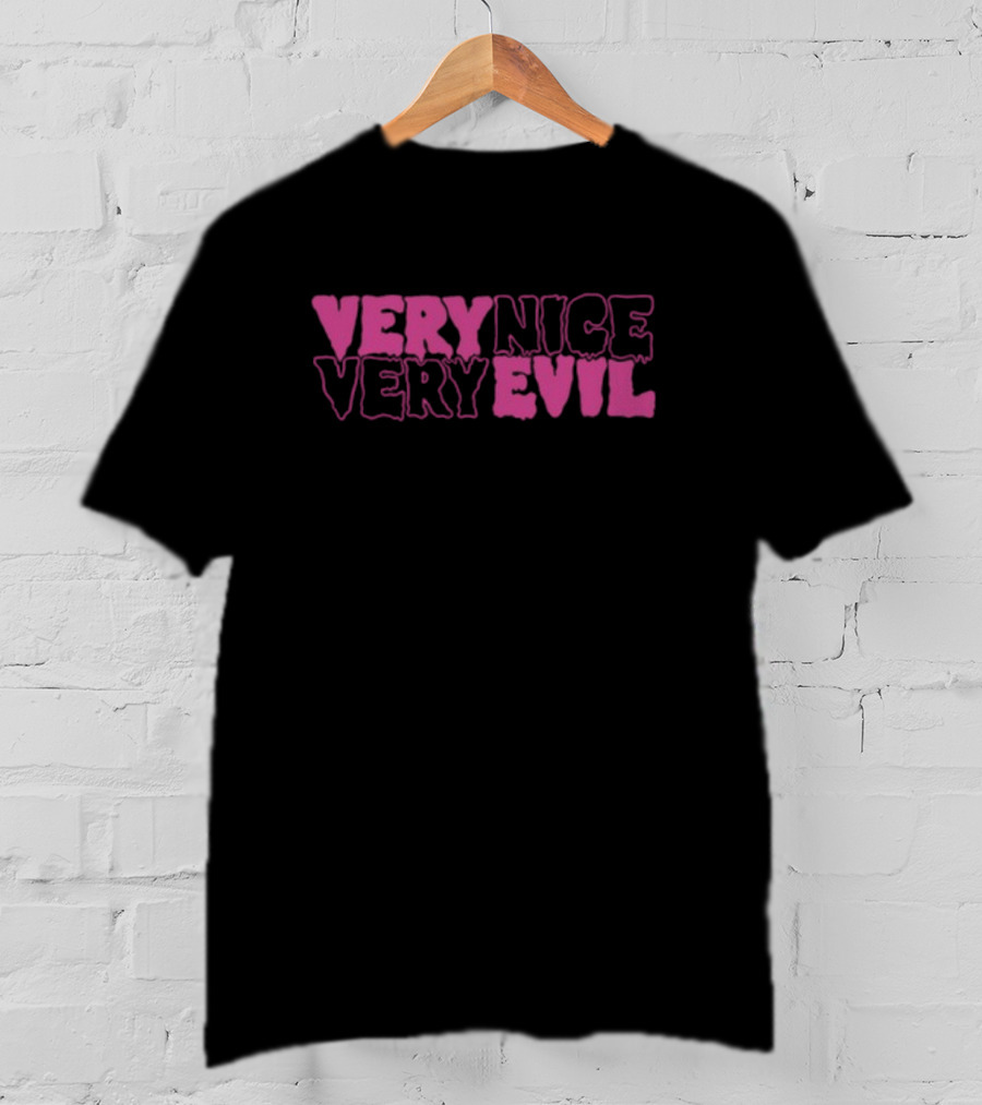 Very Nice Very Evil Pink Word Logo T-Shirt