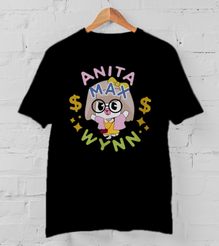 Anita Max Wynn Funnyahhtees Cartoon Character With Glasses And Dollar Signs T-Shirt