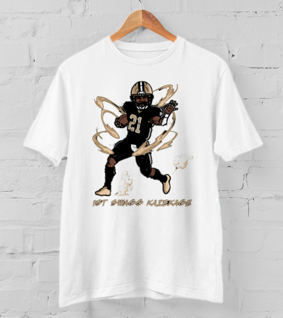 1St Swagg Kazekage Football Player Number 21 With Gold Aura T-Shirt