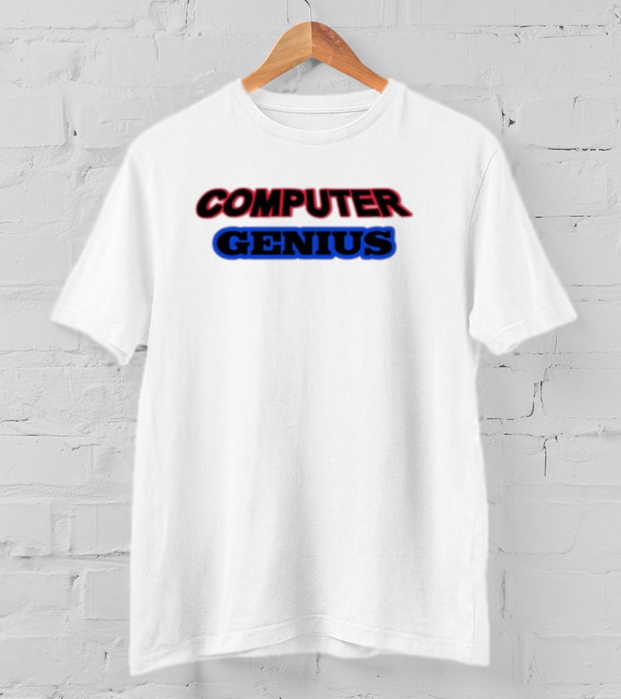 Omweekend Red Blue Computer Genius T-Shirt