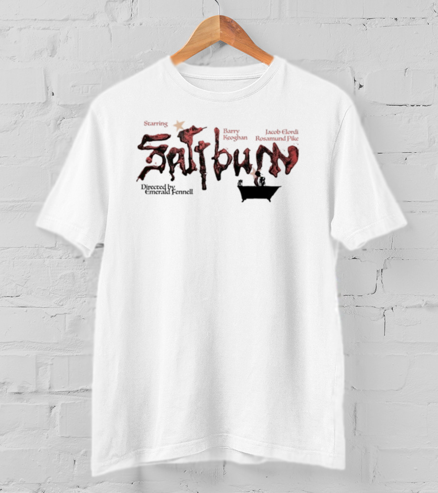 Saltburn Starring Barry Keoghan Jacob Elordi Rosamund Pike Directed By Emerald Fennell T-Shirt