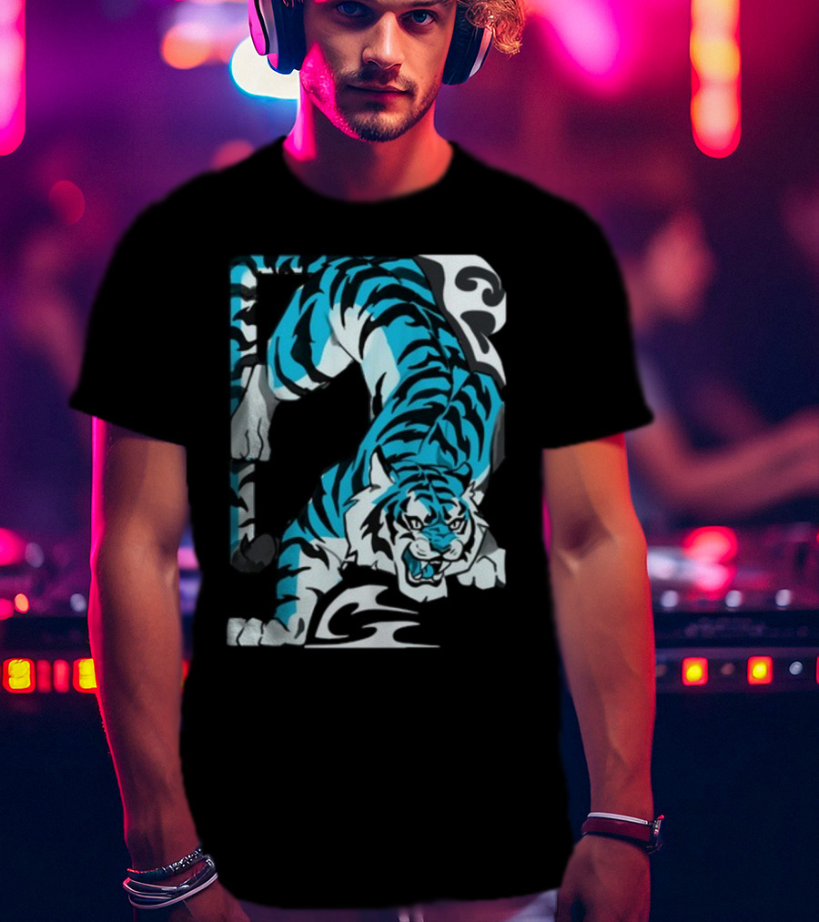 Mawili Poisonp1nk Blue Tiger Stripes T-Shirt