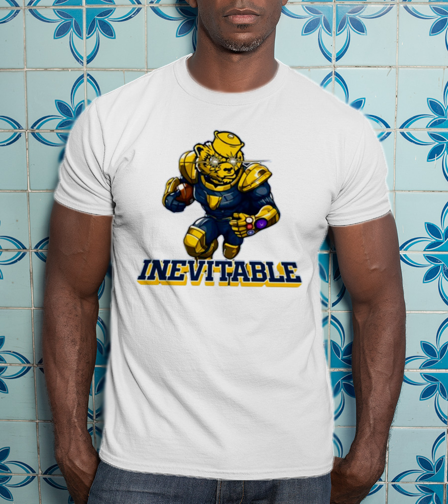 Michigan Inevitable Bear In Armor Football Character T-Shirt