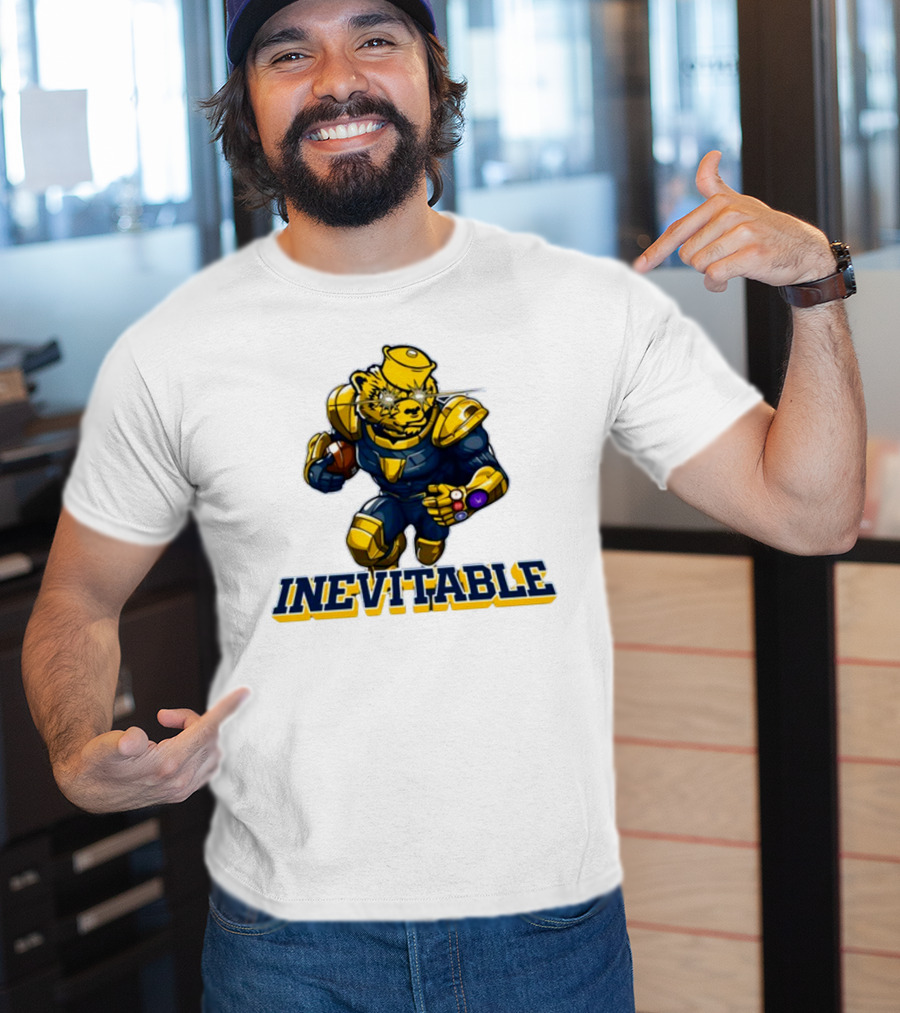Michigan Inevitable Bear In Armor Football Character T-Shirt