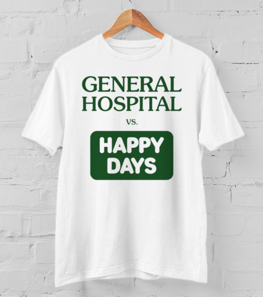 General Hospital Vs. Happy Days Retro TV Show Face-Off T-Shirt