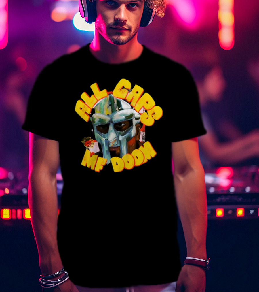 All Caps MF DOOM Villain Graphic Mask T-Shirt